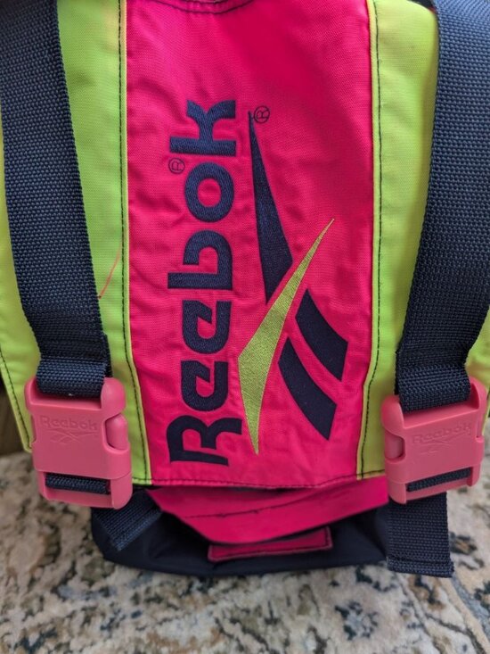 Reebok Vintage 90s Retro Backpack Neon Pink Yellow Blue